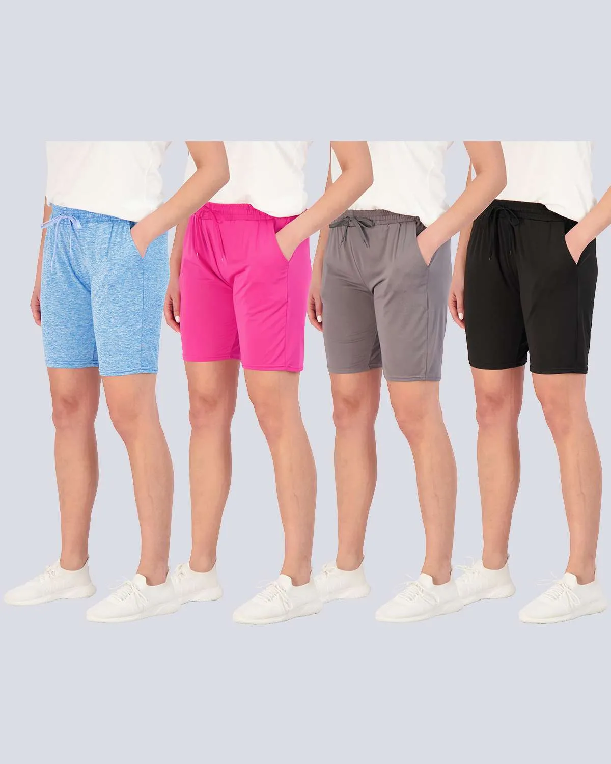 4 Pack: Womens Dry-Fit 7 Bermuda Shorts