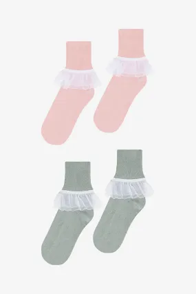 AKLSOCK-L2 - 2-Pack Girly Lace Ankle Sock