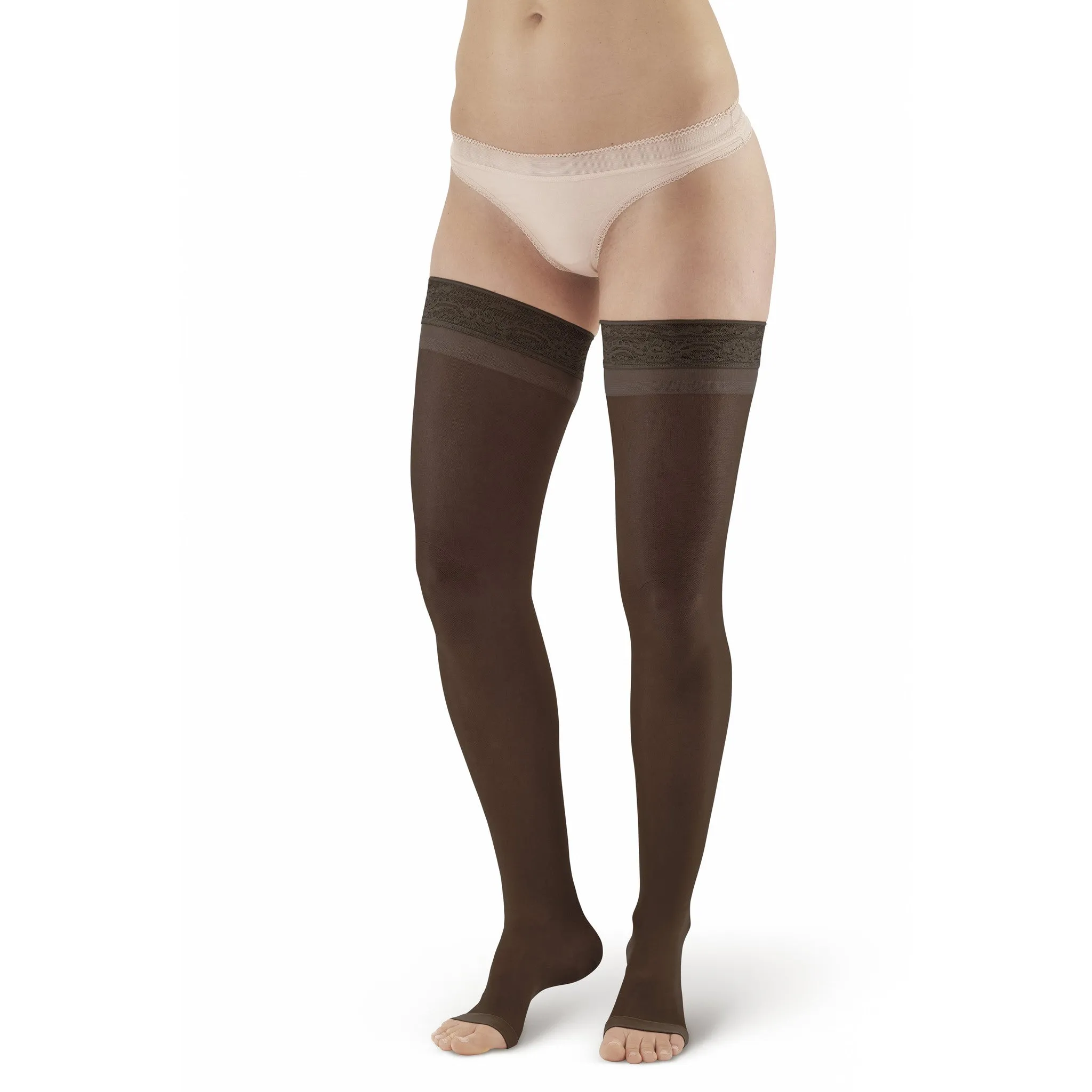 AW Style 45 Sheer Support Open Toe Thigh Highs w/Top Band - 15-20 mmHg