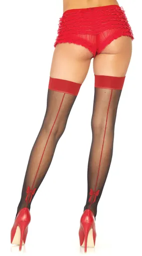 Backseam Bow Accent Thigh Highs