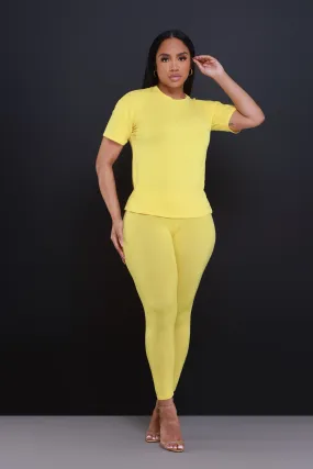 Be Great Short Sleeve Legging Set - Yellow