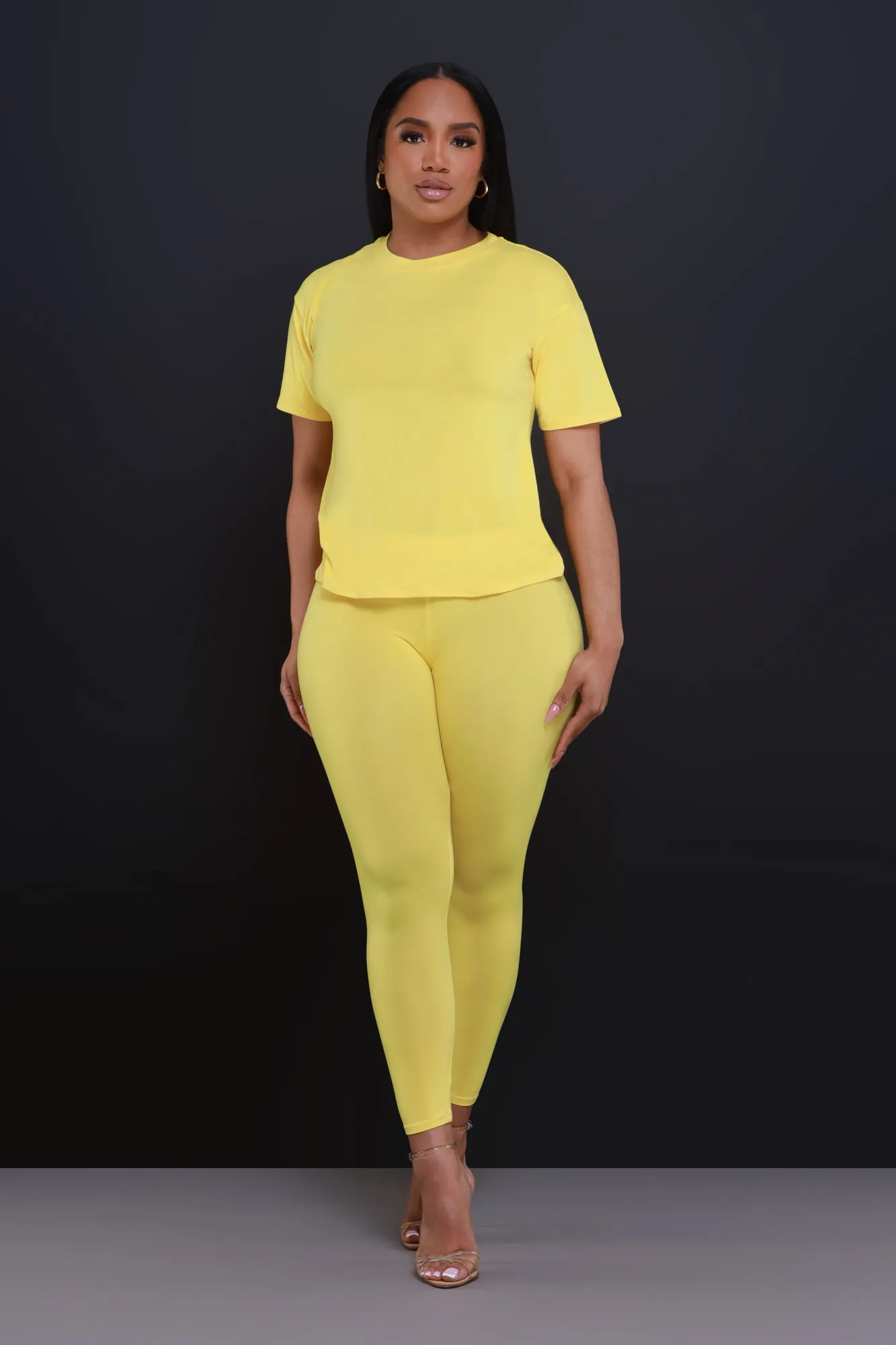 Be Great Short Sleeve Legging Set - Yellow