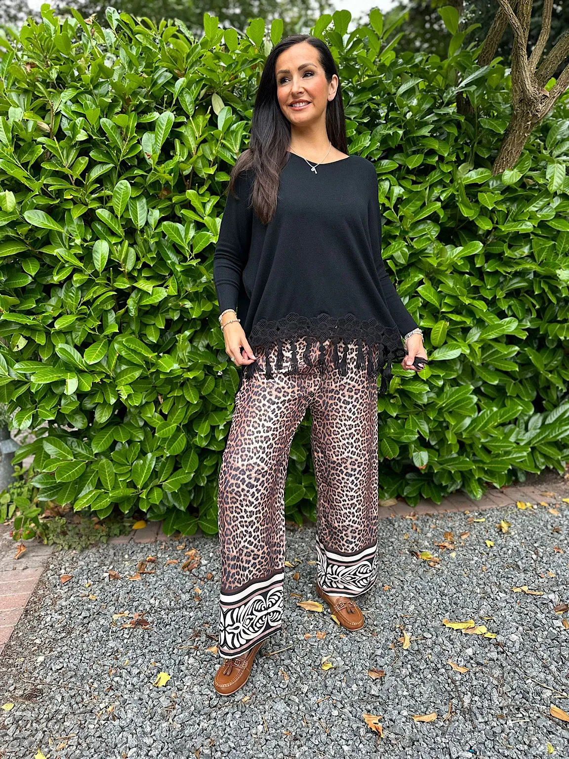 Black Crochet Tassel Fine Knit Teya