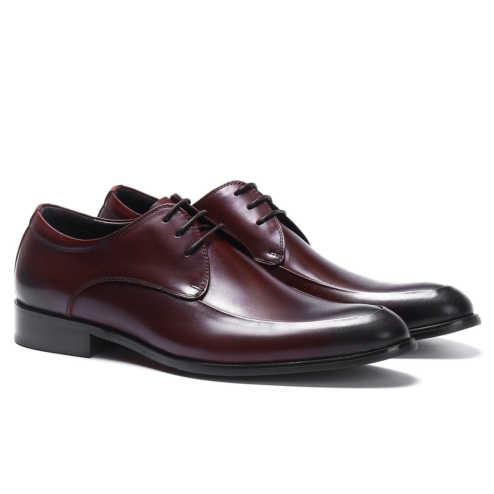 Burgundy leather derby shoes