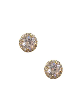 Circle Pave Studs - Gold