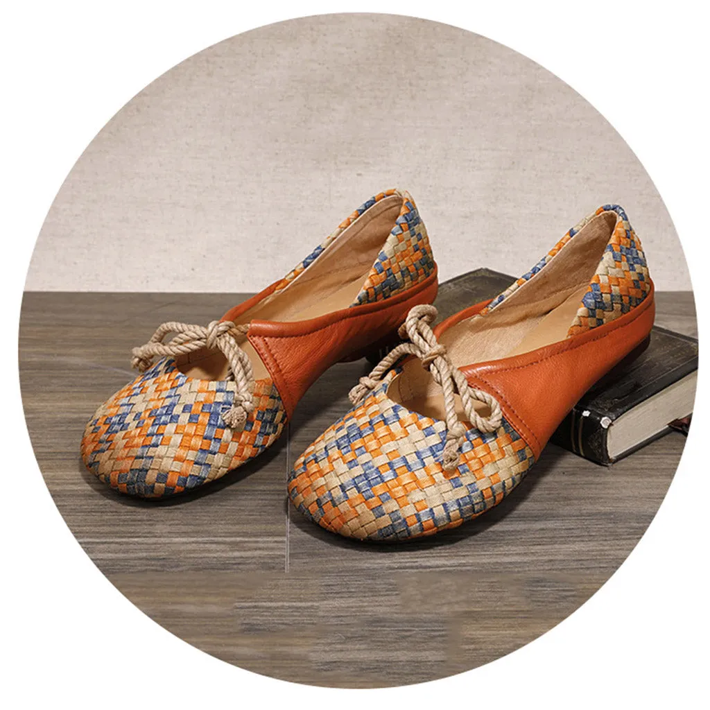 Colorful Woven Comfortable Retro Flat Shoes