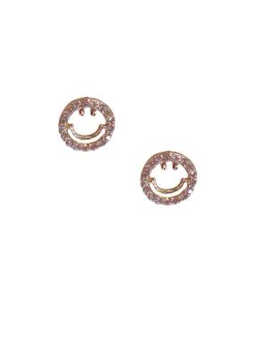 CZ Happy Face Stud - Rose Gold