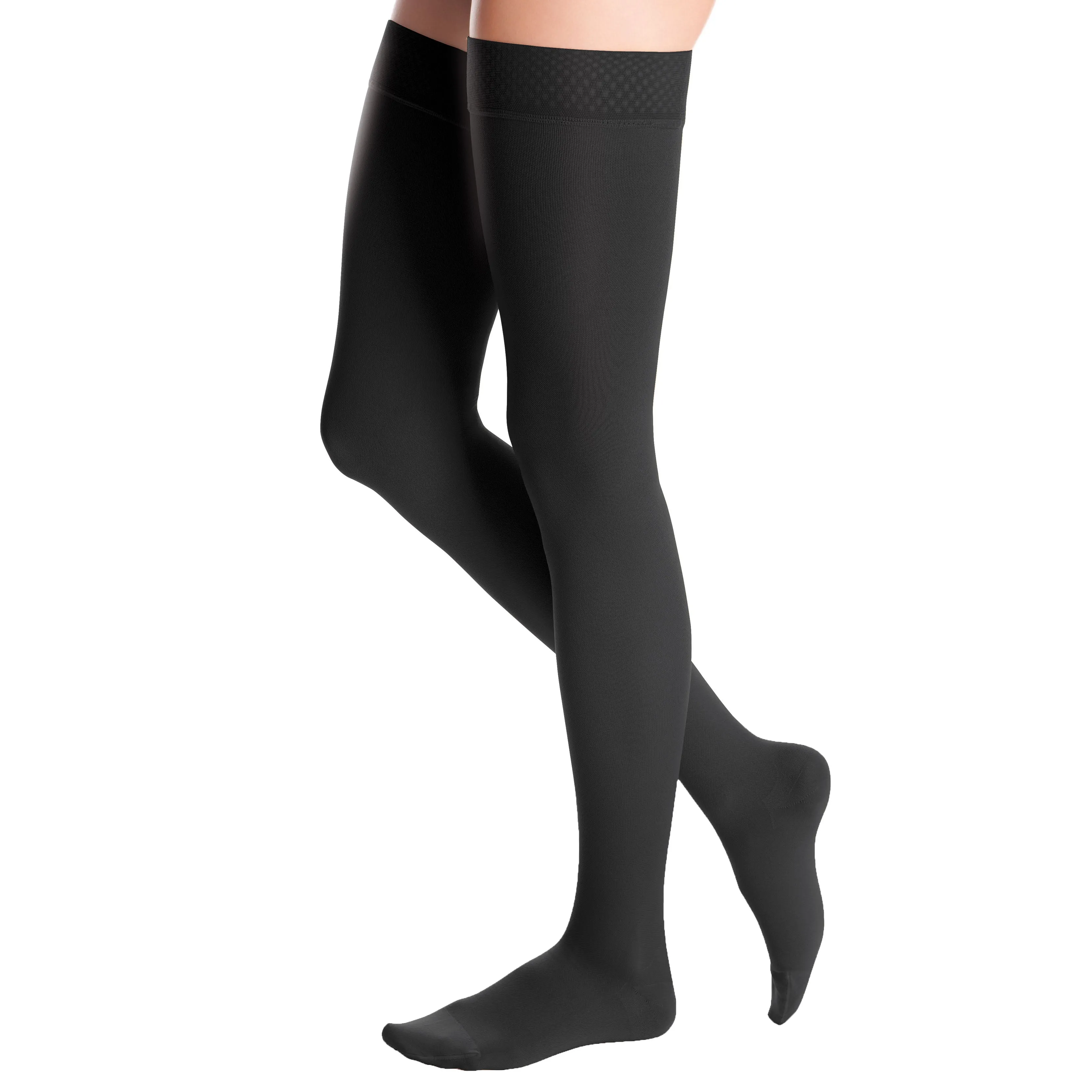 Duomed Advantage Soft Opaque Closed Toe Thigh Highs w/Beaded Band - 20-30 mmHg