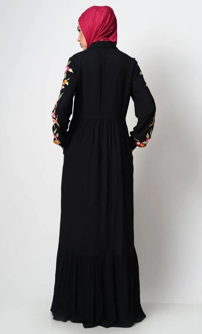 English Rose Embroidered Abaya