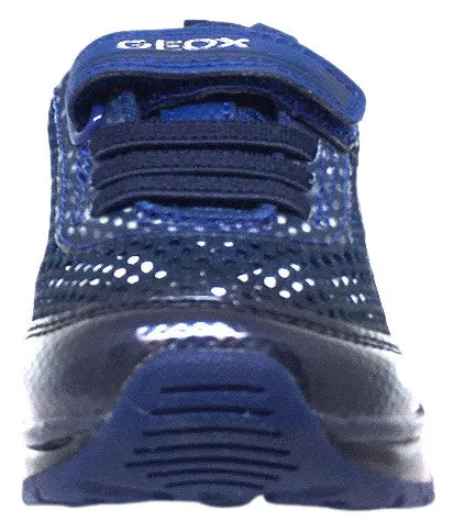 Geox Respira Boy's J Android Mesh Light Up Elastic Lace Hook and Loop Sneaker Shoe, Navy