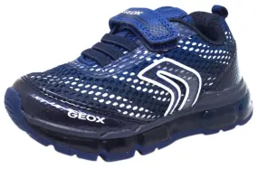 Geox Respira Boy's J Android Mesh Light Up Elastic Lace Hook and Loop Sneaker Shoe, Navy