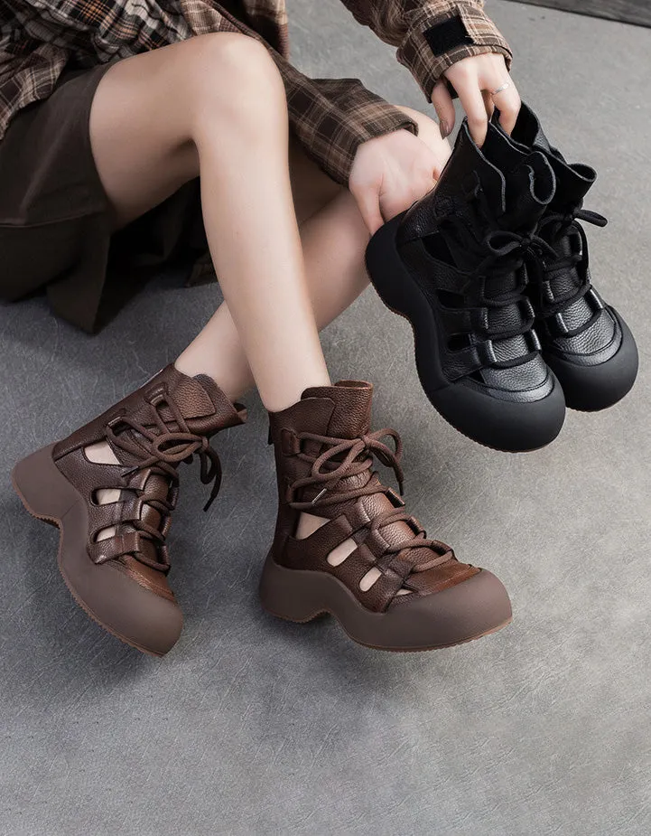 Handmade Retro Comfortable Lace-up Sandals Boots