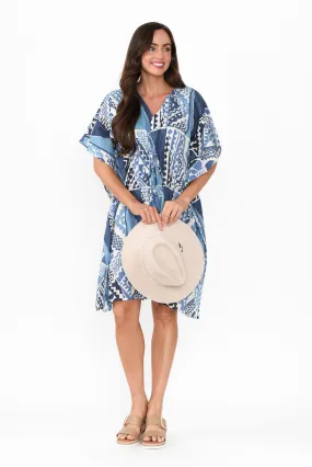 Isabel Blue Motif Cotton Kaftan