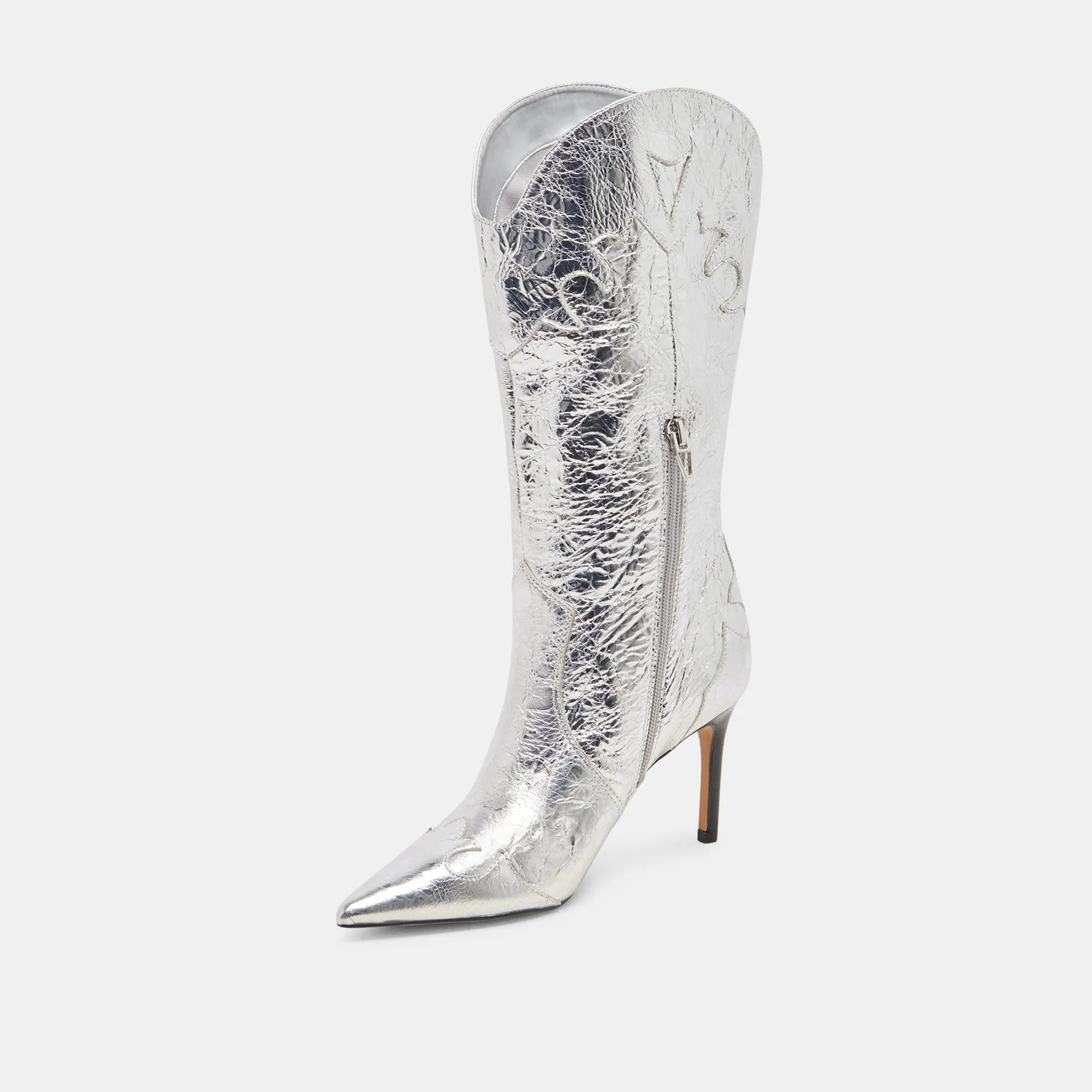 KASEDY BOOTS SILVER DISTRESSED LEATHER