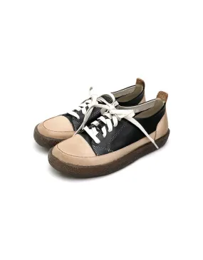 Lace Up Casual Leather Sneakers for Women