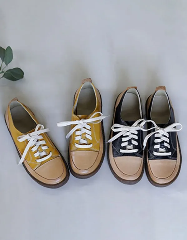 Lace Up Casual Leather Sneakers for Women