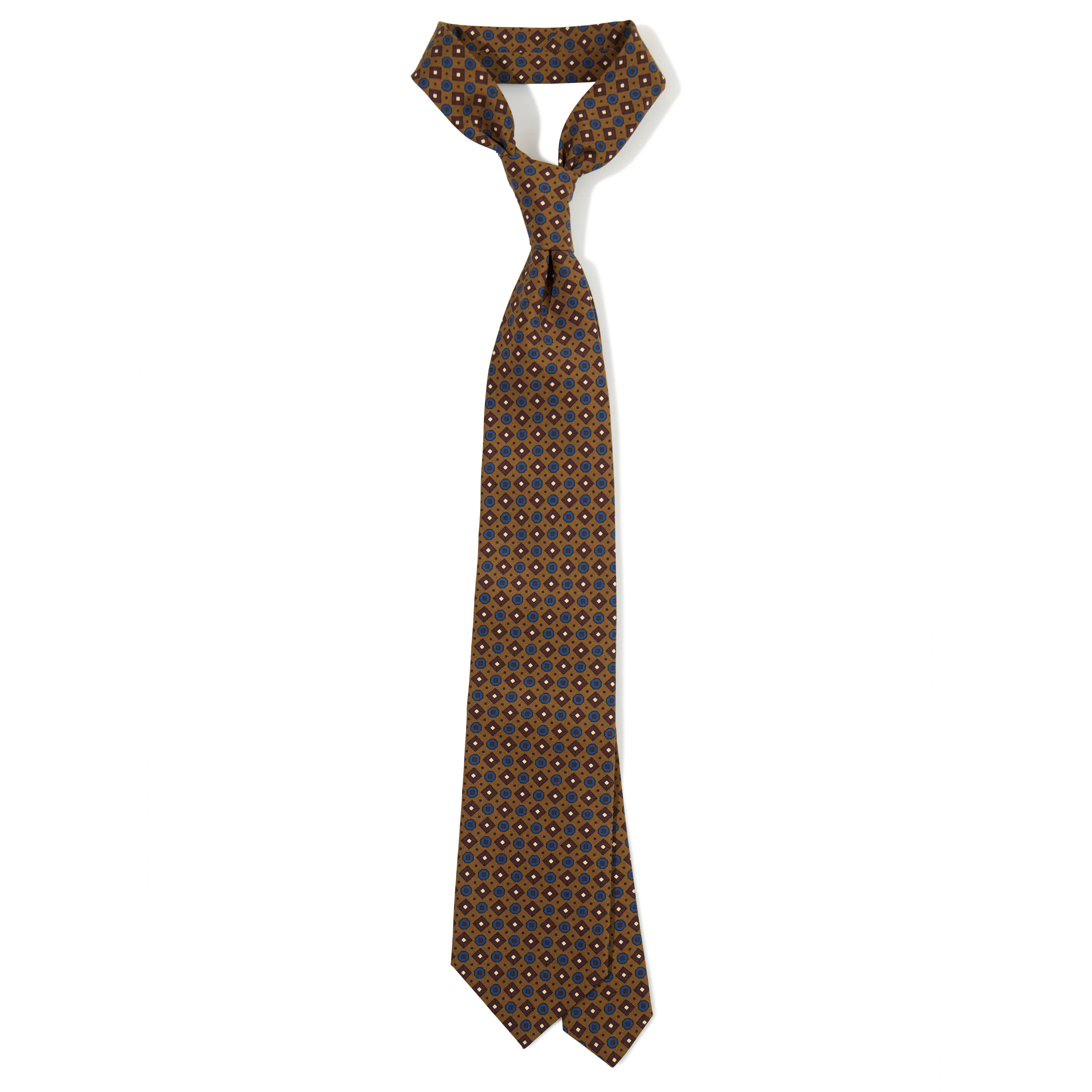 Madder Silk Geometric Print Tipped Tie