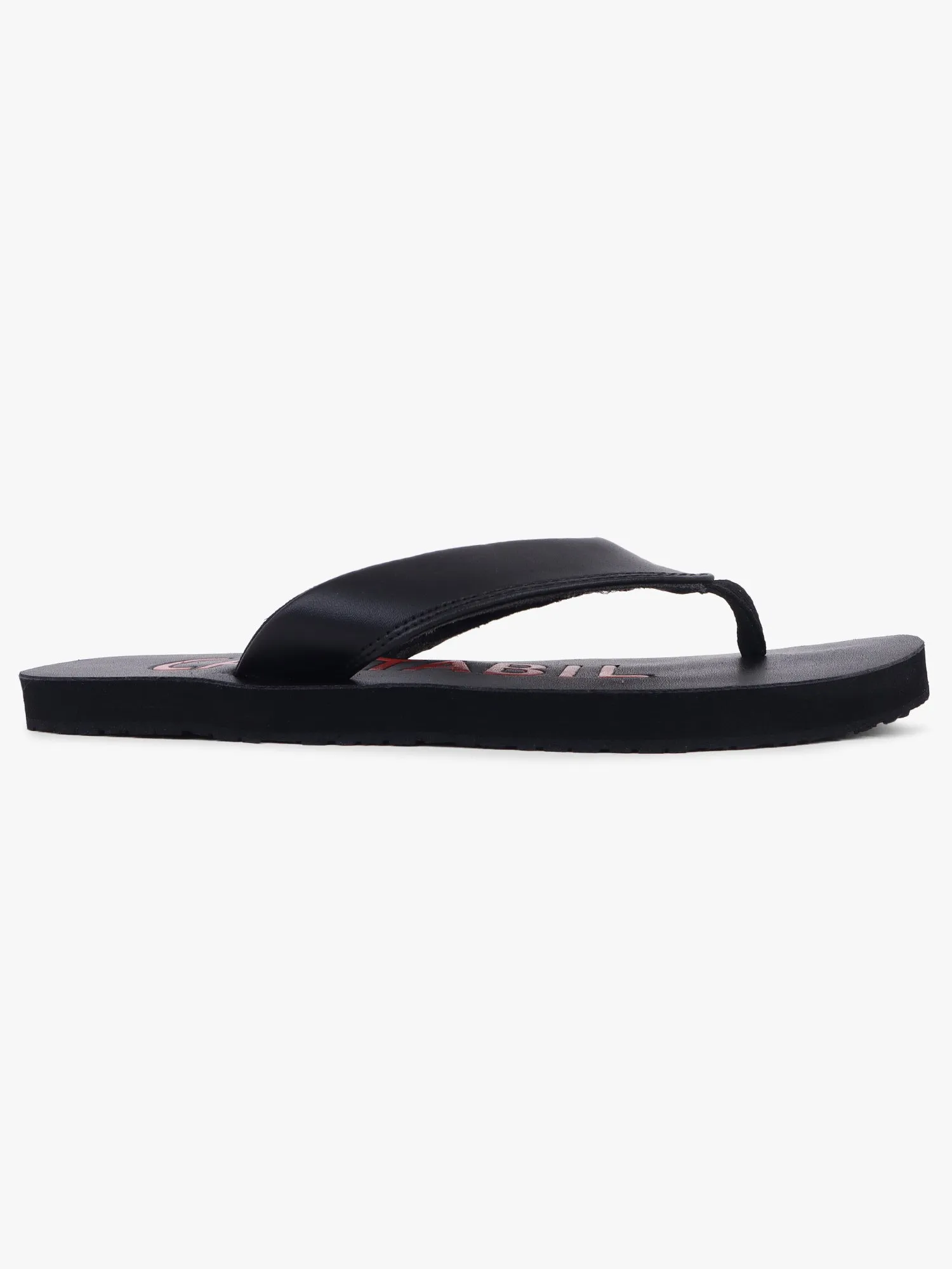 Men's Black Printed Casual Flip-Flops Slippers