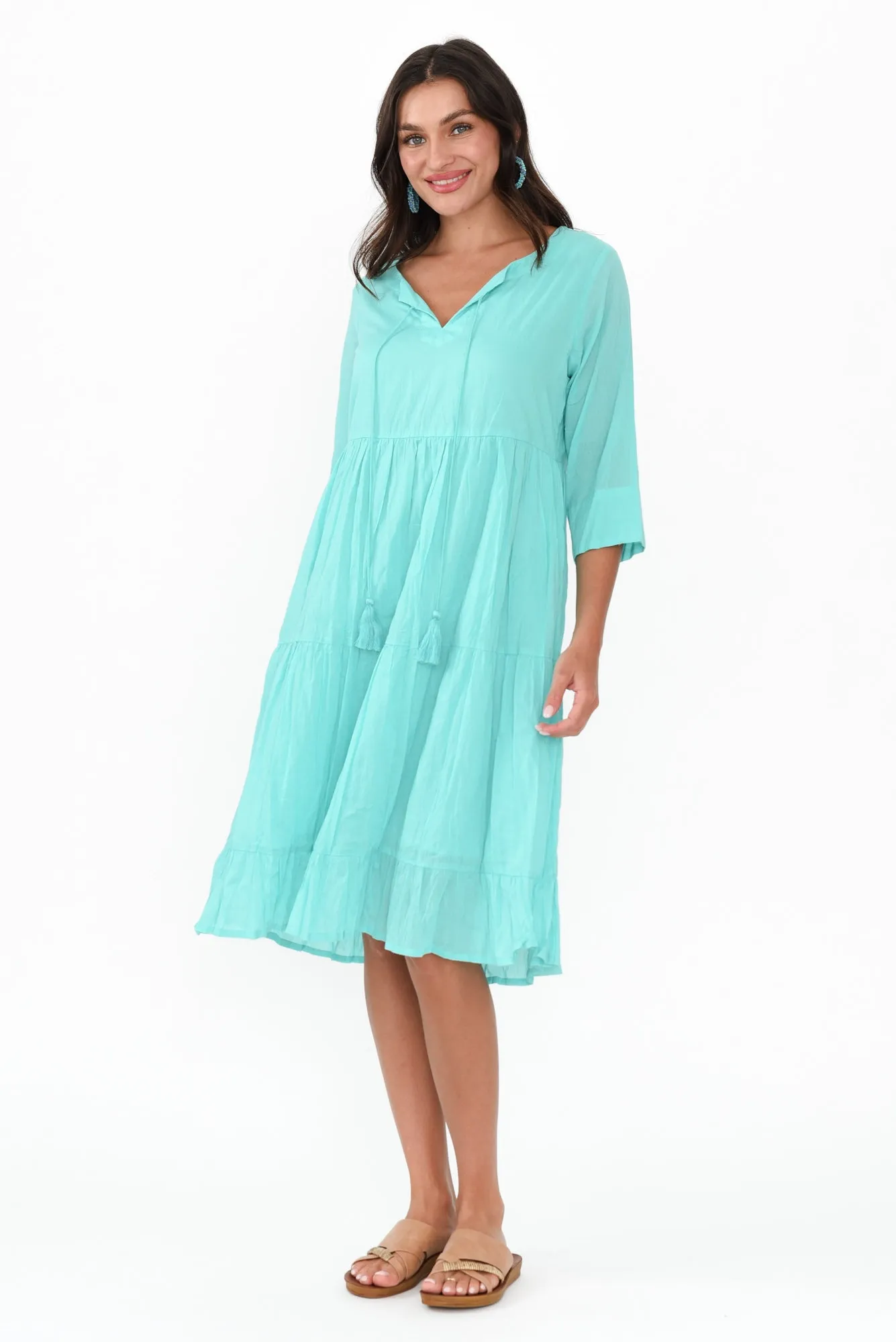 Milana Ice Blue Crinkle Cotton Dress