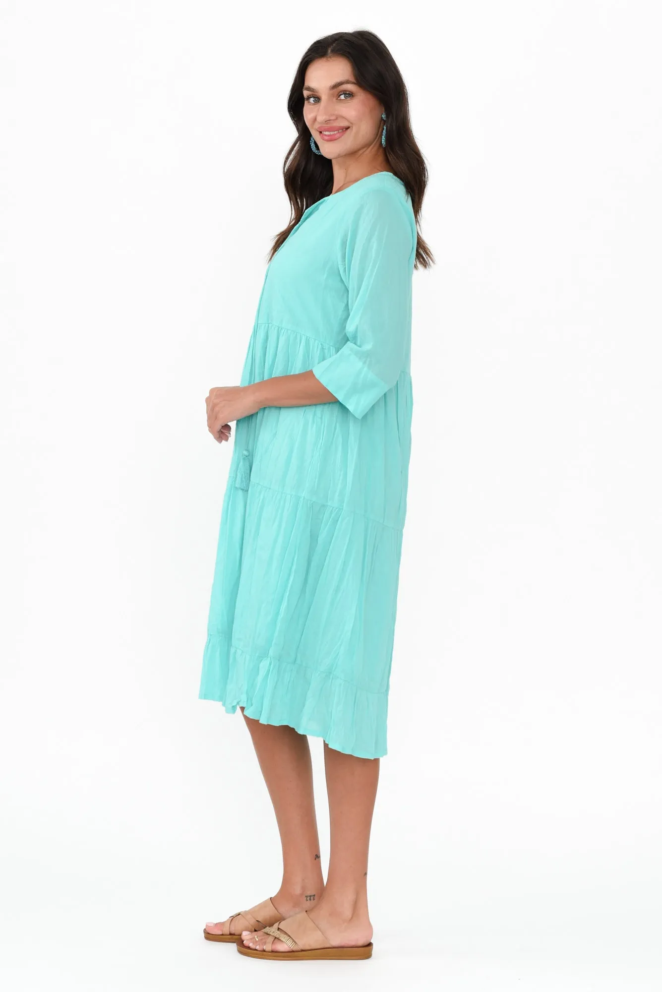 Milana Ice Blue Crinkle Cotton Dress