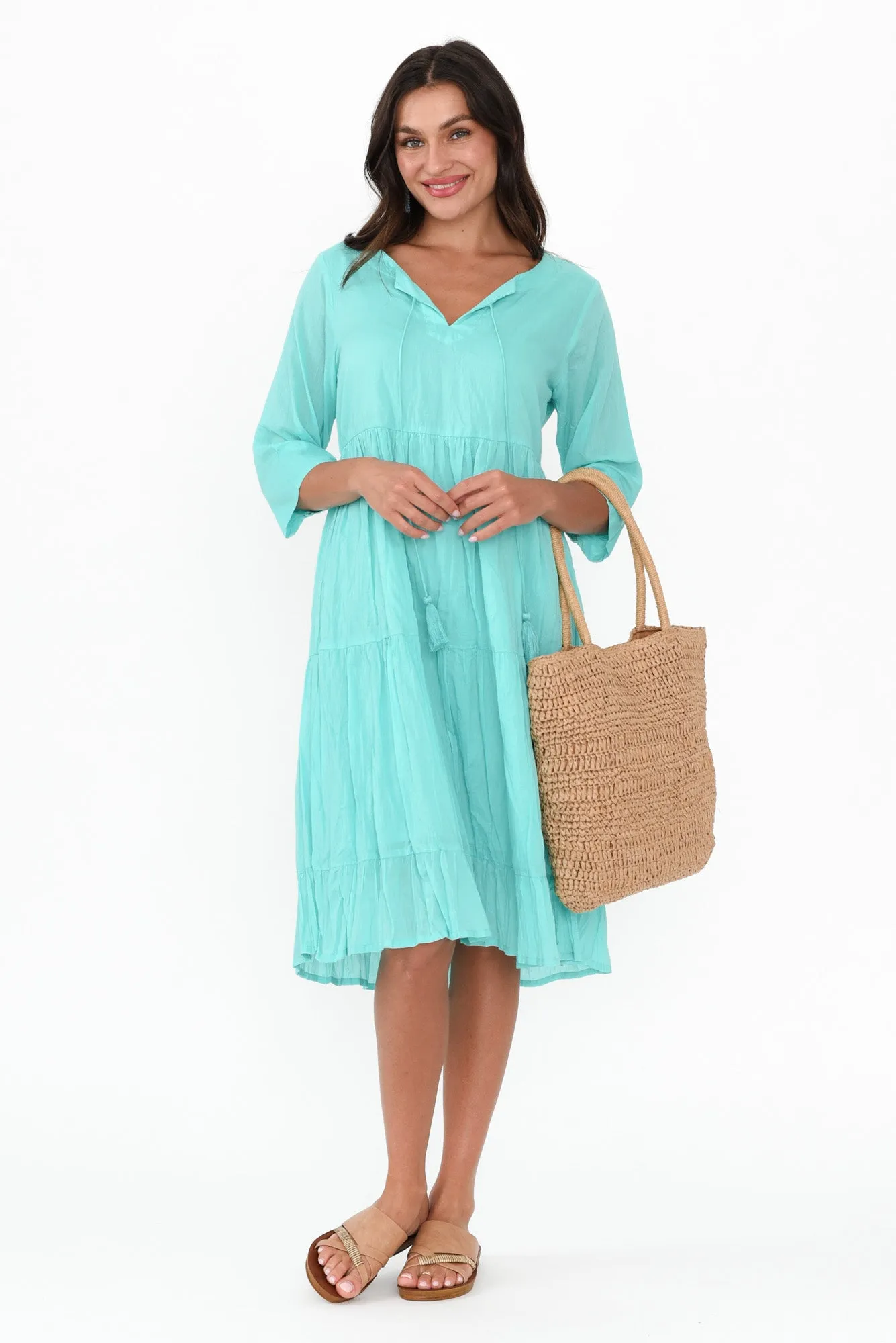 Milana Ice Blue Crinkle Cotton Dress