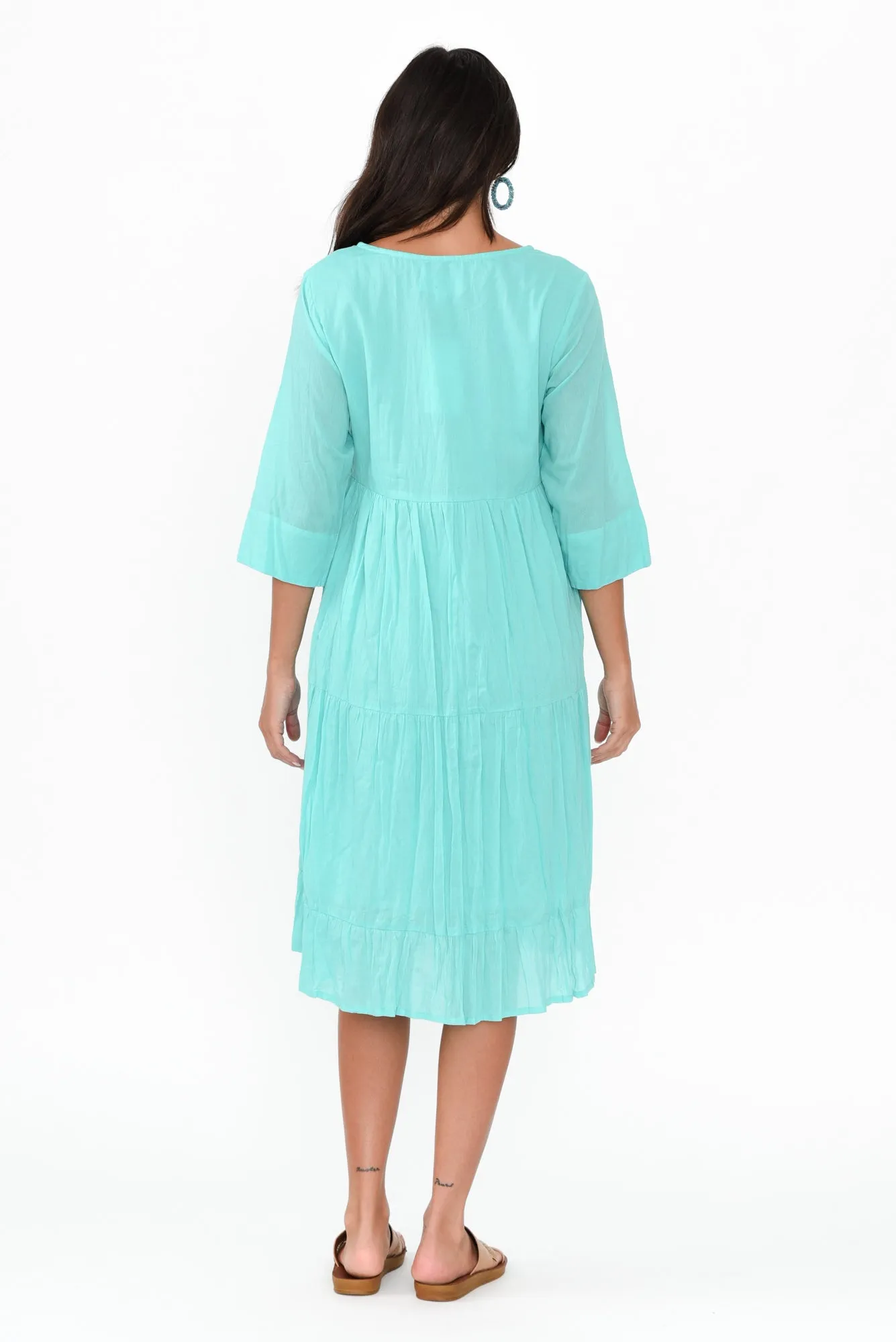 Milana Ice Blue Crinkle Cotton Dress