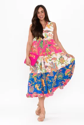 Monre Pink Floral Cotton Sleeveless Dress