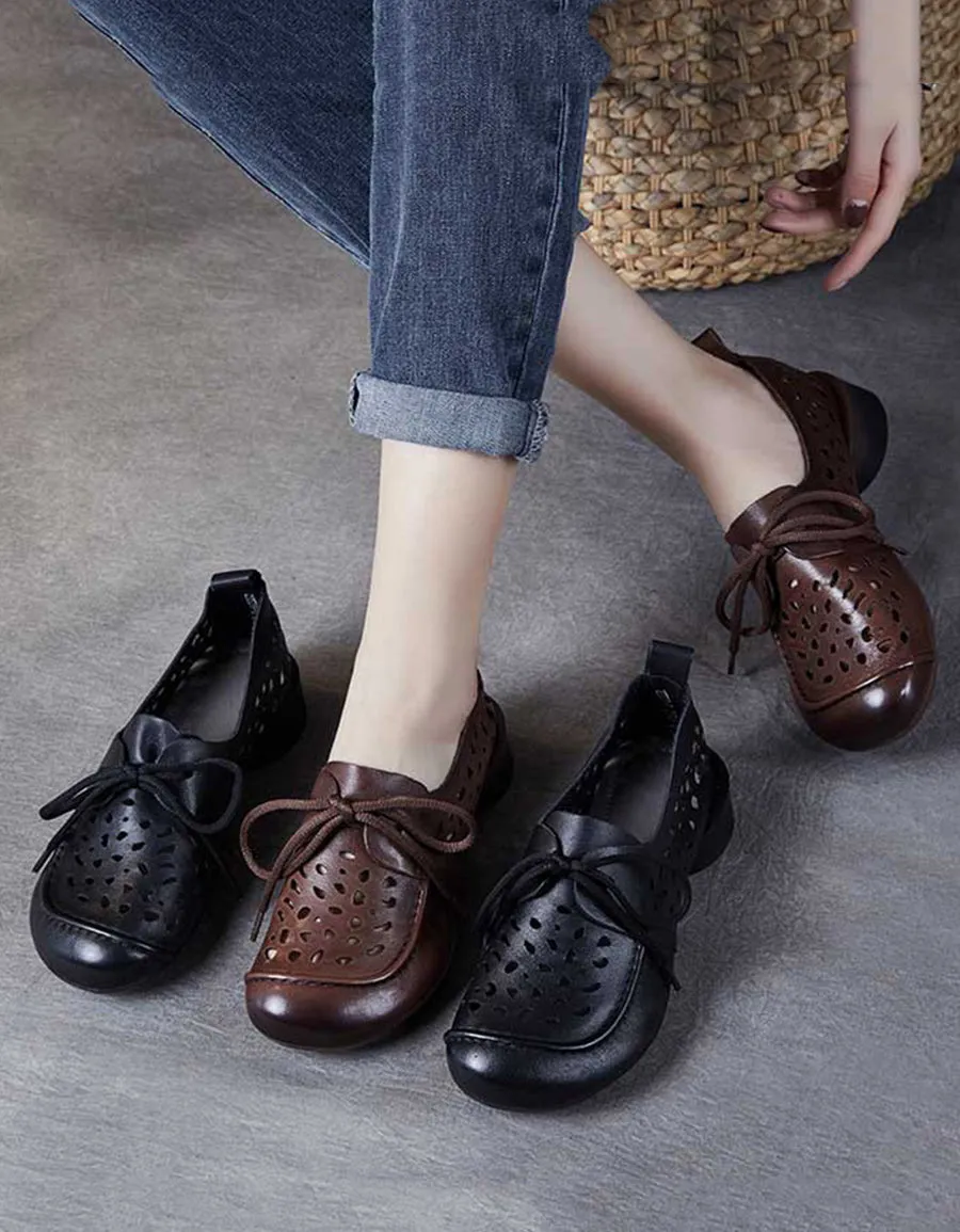 Spring Soft Leather Handmade Retro Flat Shoes