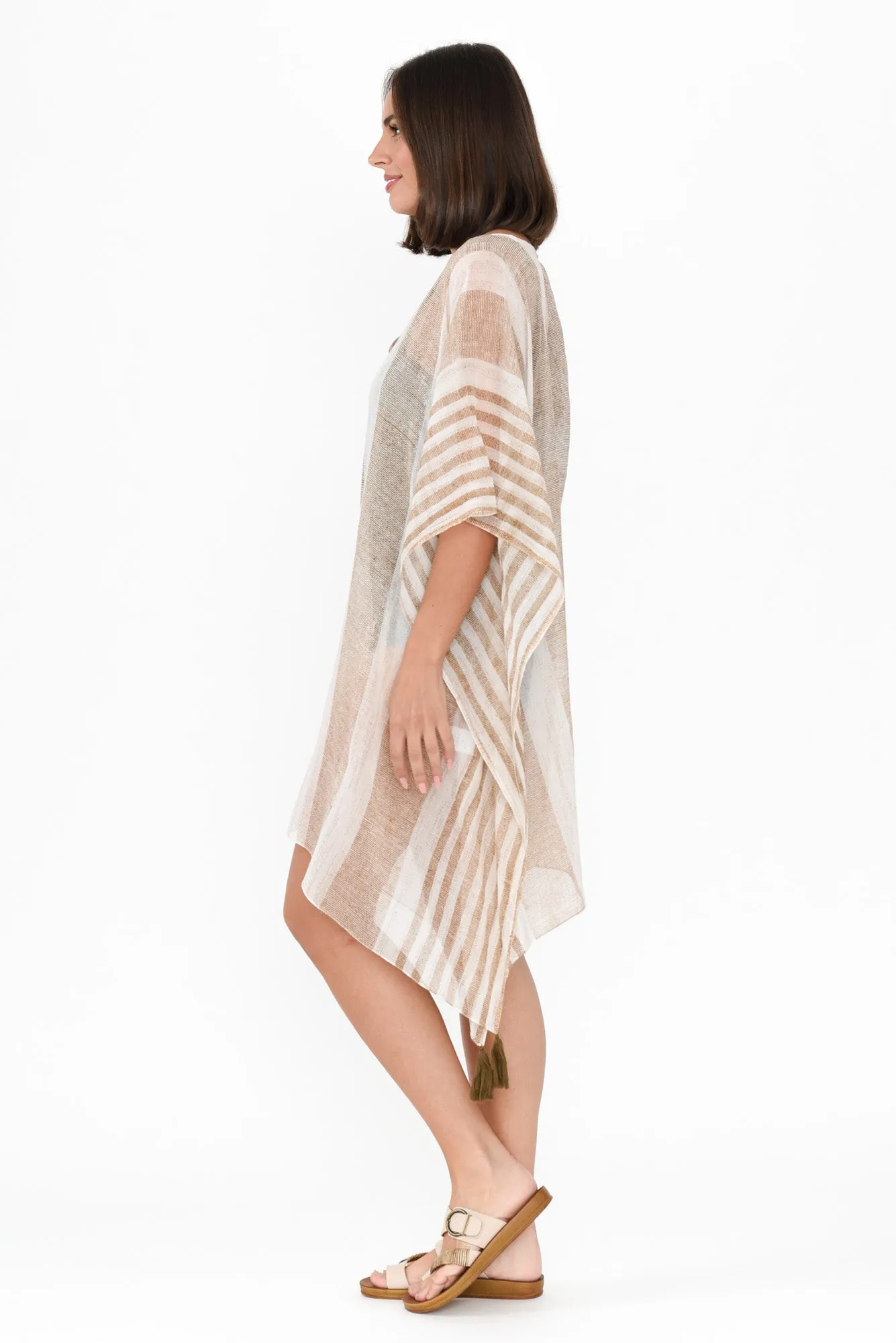 Stella Taupe Stripe Cotton Kaftan