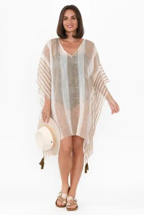 Stella Taupe Stripe Cotton Kaftan