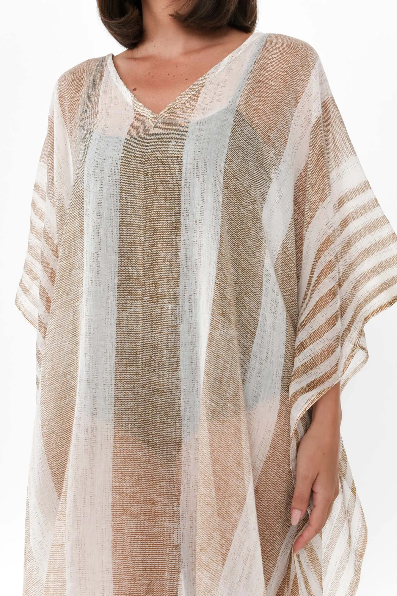 Stella Taupe Stripe Cotton Kaftan