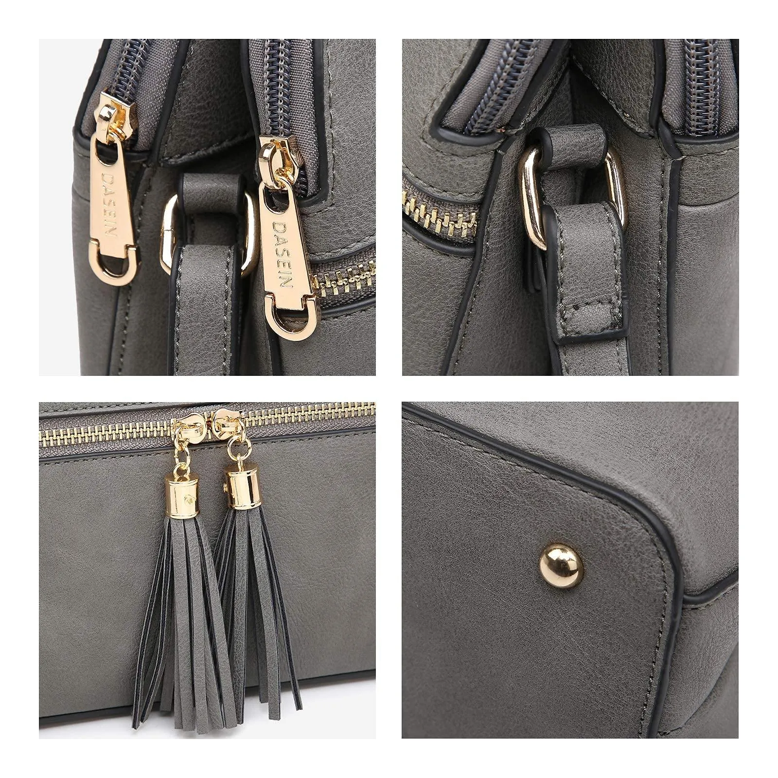 Tassel Front Zipper Crossbody Bag