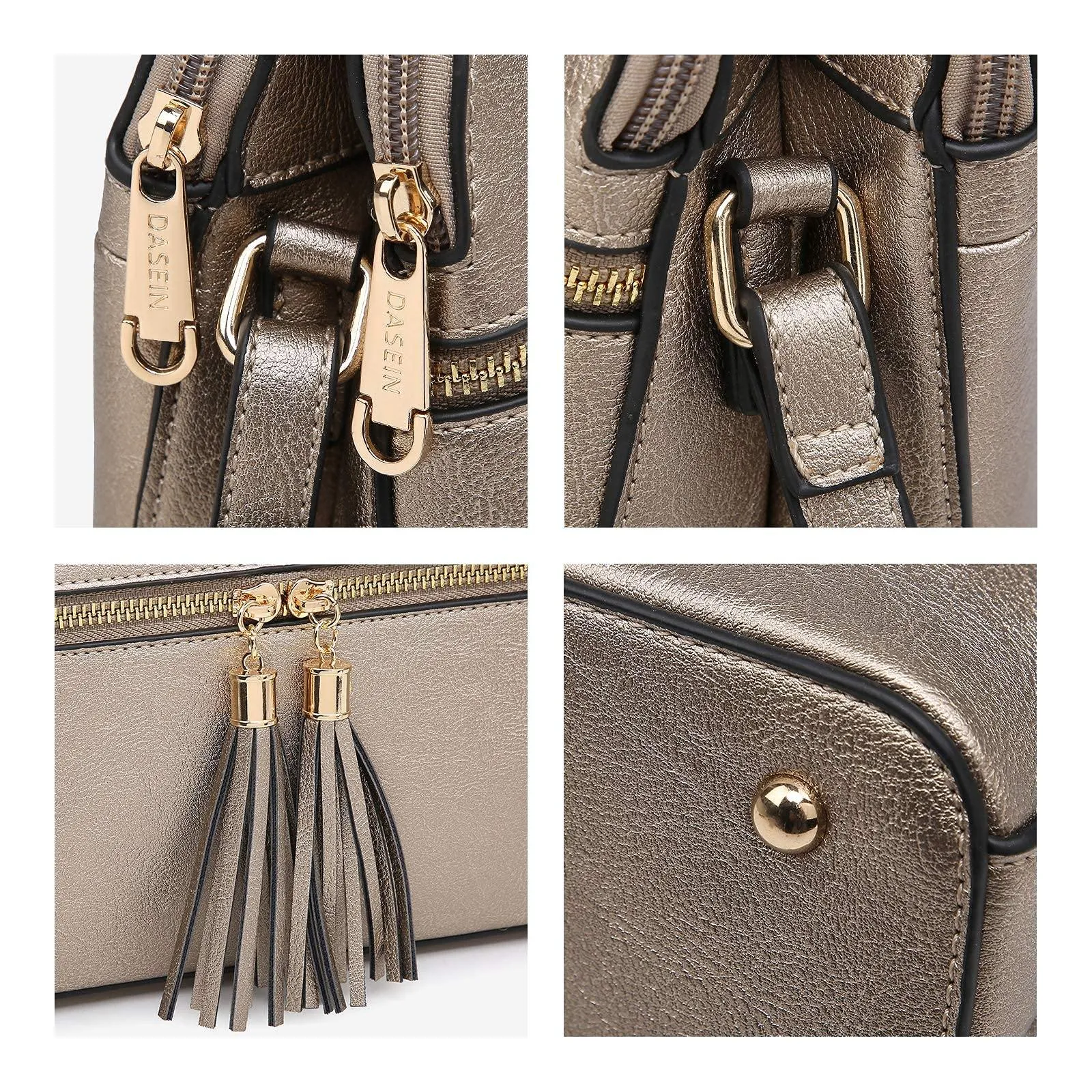 Tassel Front Zipper Crossbody Bag