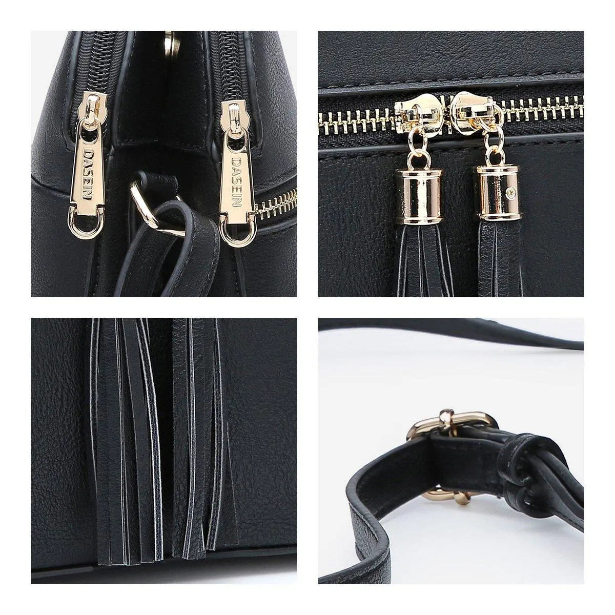 Tassel Front Zipper Crossbody Bag