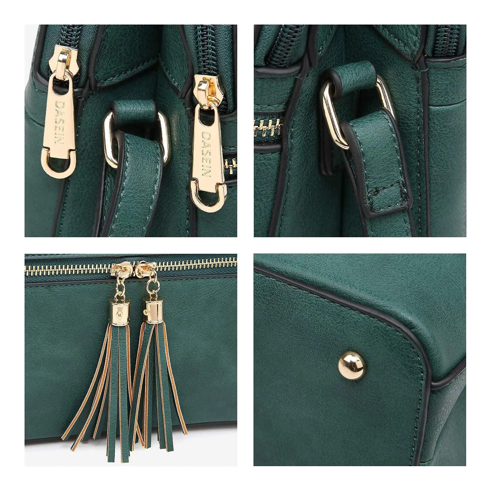 Tassel Front Zipper Crossbody Bag