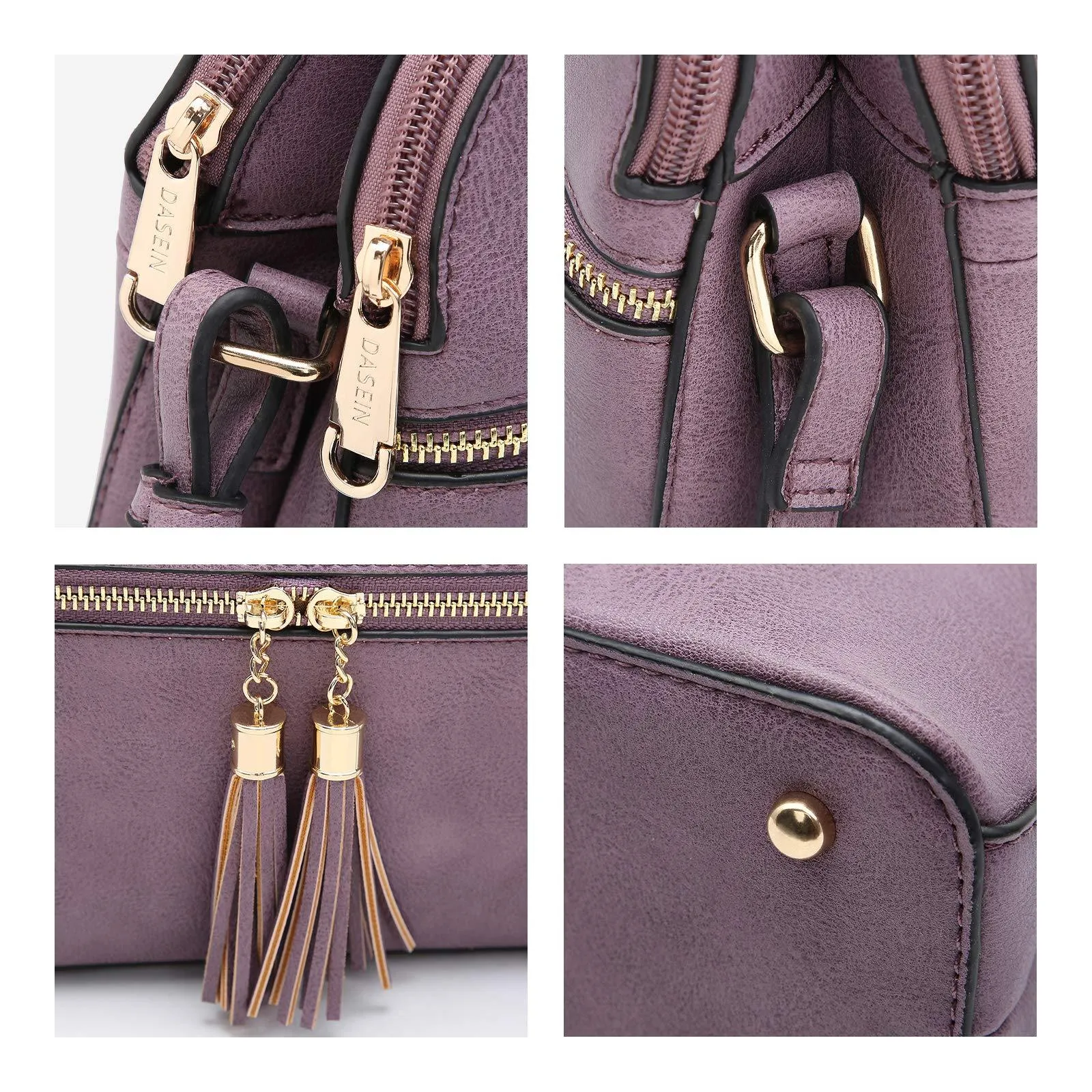 Tassel Front Zipper Crossbody Bag