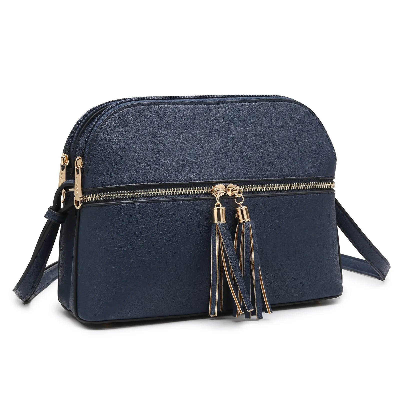 Tassel Front Zipper Crossbody Bag