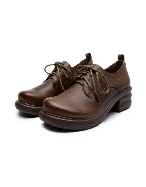 Wide Head Leather Autumn Shoes