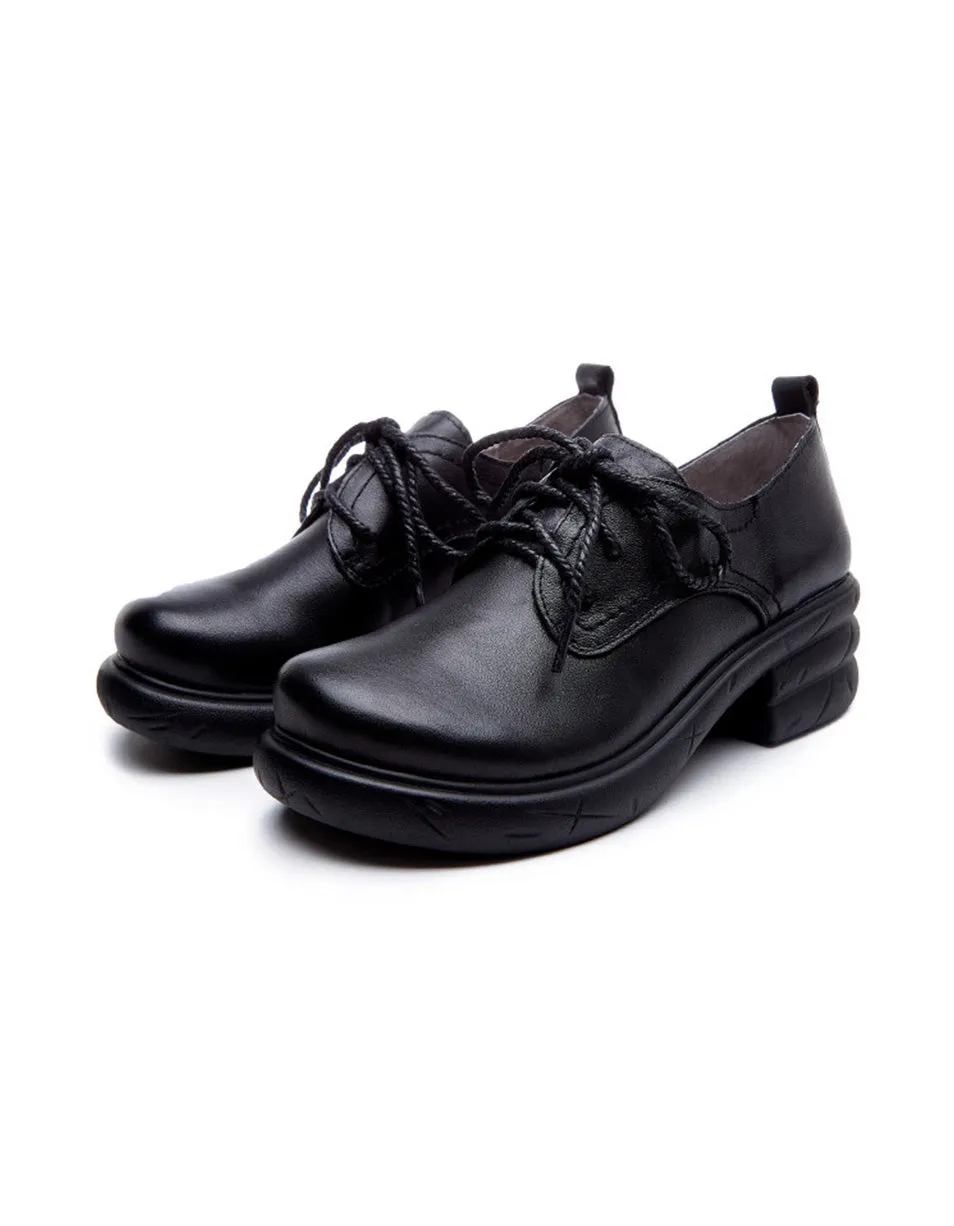 Wide Head Leather Autumn Shoes