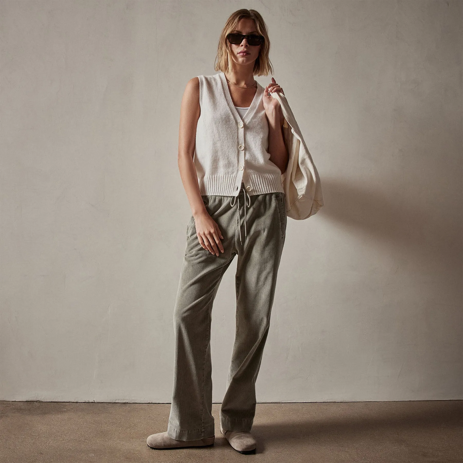 Wide Leg Corduroy Pant - Concrete Pigment