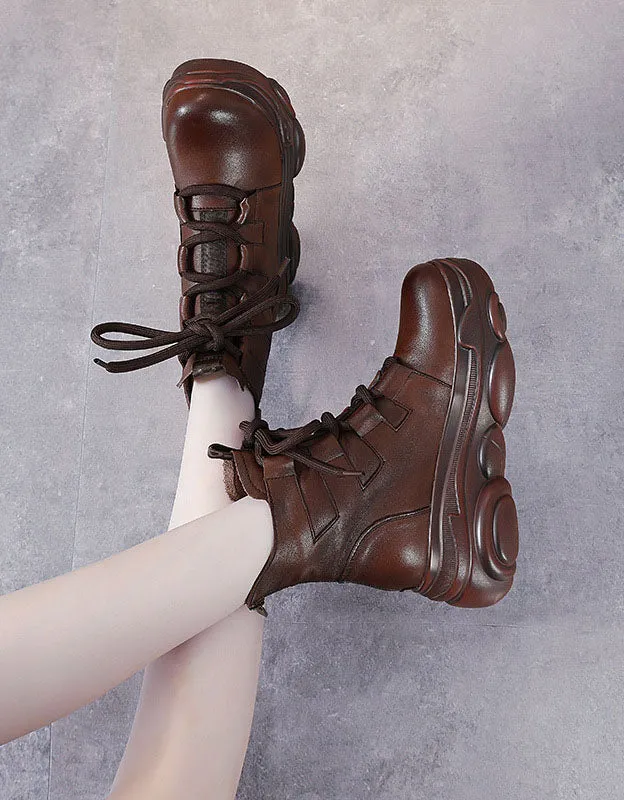 Winter Autumn Retro Leather Anti-slip Platform Boots