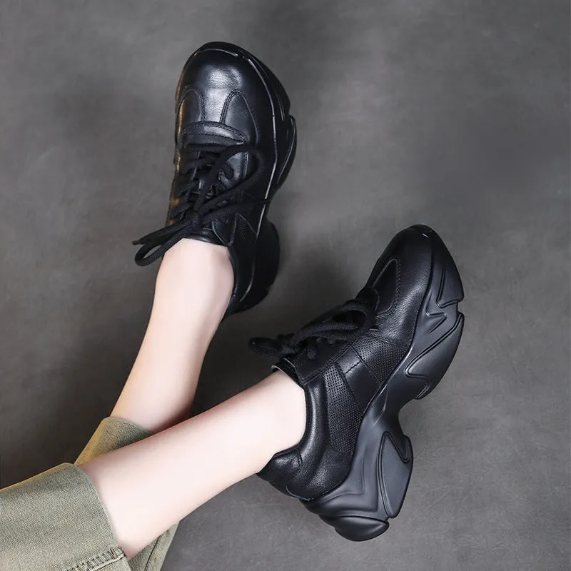 Women Minimalism Leather Casual Platform Dad Shoes